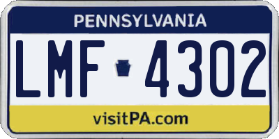 PA license plate LMF4302