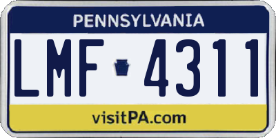 PA license plate LMF4311