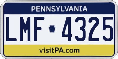 PA license plate LMF4325
