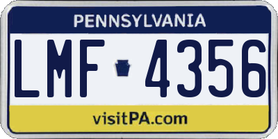 PA license plate LMF4356