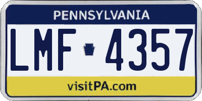 PA license plate LMF4357