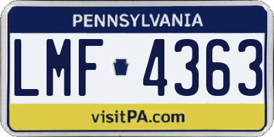 PA license plate LMF4363