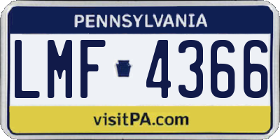 PA license plate LMF4366