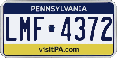 PA license plate LMF4372
