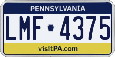 PA license plate LMF4375