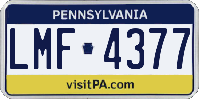 PA license plate LMF4377