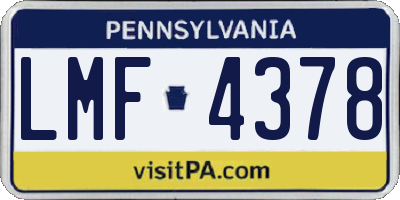 PA license plate LMF4378
