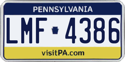 PA license plate LMF4386