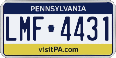 PA license plate LMF4431