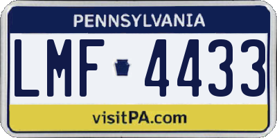 PA license plate LMF4433