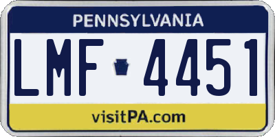 PA license plate LMF4451
