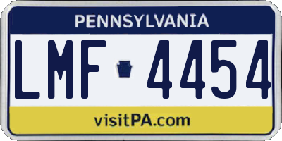 PA license plate LMF4454
