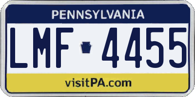 PA license plate LMF4455