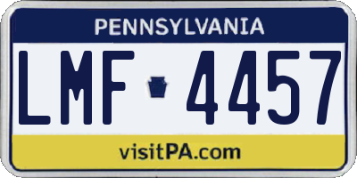 PA license plate LMF4457