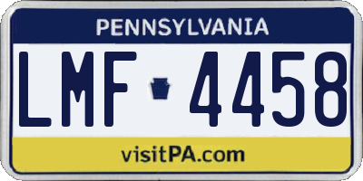 PA license plate LMF4458