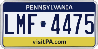 PA license plate LMF4475
