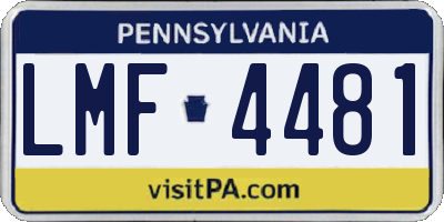PA license plate LMF4481