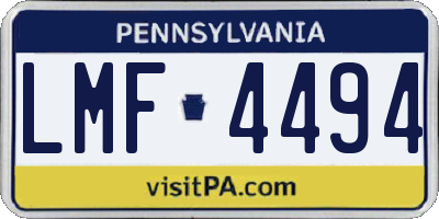 PA license plate LMF4494