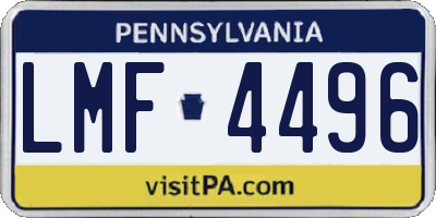 PA license plate LMF4496