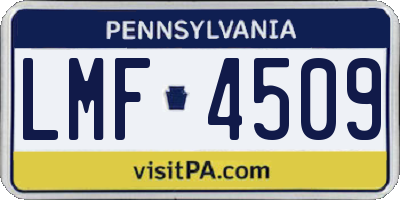 PA license plate LMF4509