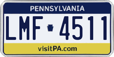 PA license plate LMF4511
