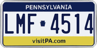 PA license plate LMF4514