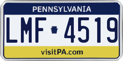 PA license plate LMF4519