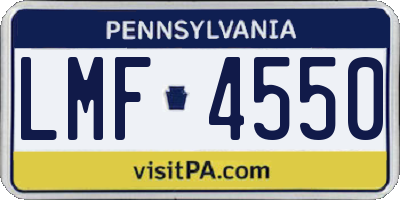 PA license plate LMF4550