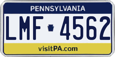 PA license plate LMF4562