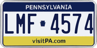 PA license plate LMF4574