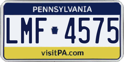PA license plate LMF4575