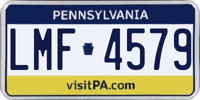 PA license plate LMF4579