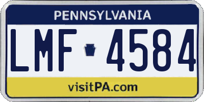 PA license plate LMF4584