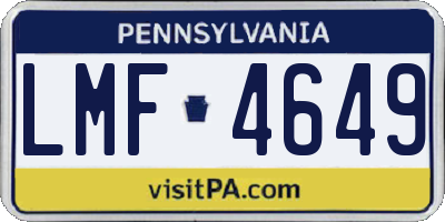 PA license plate LMF4649