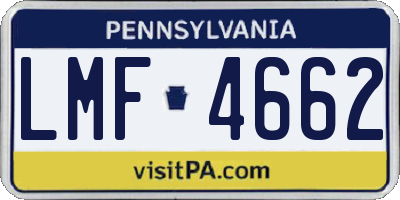 PA license plate LMF4662