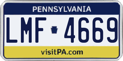 PA license plate LMF4669