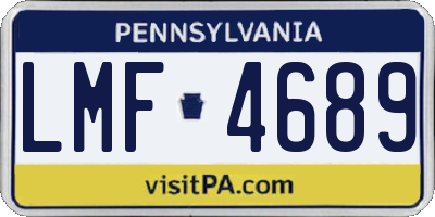 PA license plate LMF4689