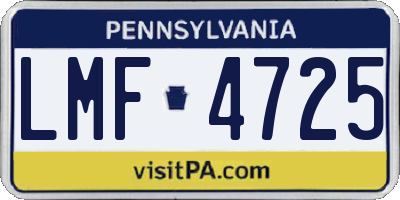 PA license plate LMF4725