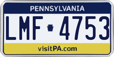 PA license plate LMF4753