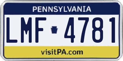 PA license plate LMF4781