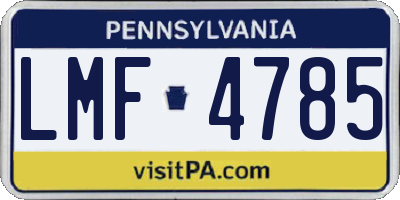 PA license plate LMF4785