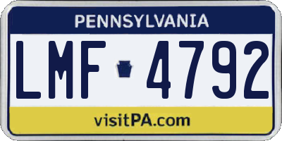 PA license plate LMF4792