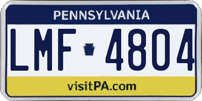 PA license plate LMF4804