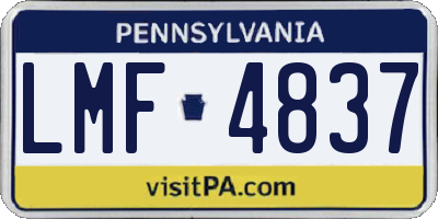 PA license plate LMF4837