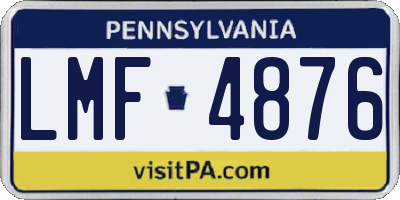 PA license plate LMF4876