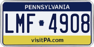 PA license plate LMF4908