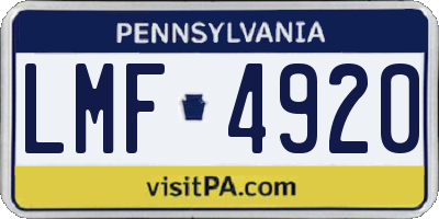 PA license plate LMF4920