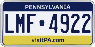 PA license plate LMF4922