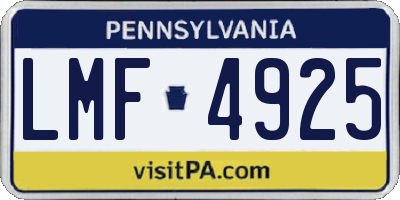 PA license plate LMF4925