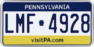 PA license plate LMF4928